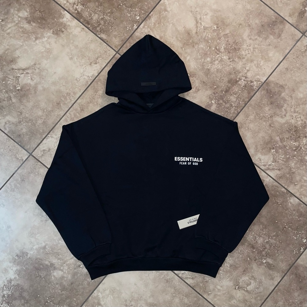 Fear of God Essentials Fleece Hoodie (FW24) Black (With Pockets) Size XS